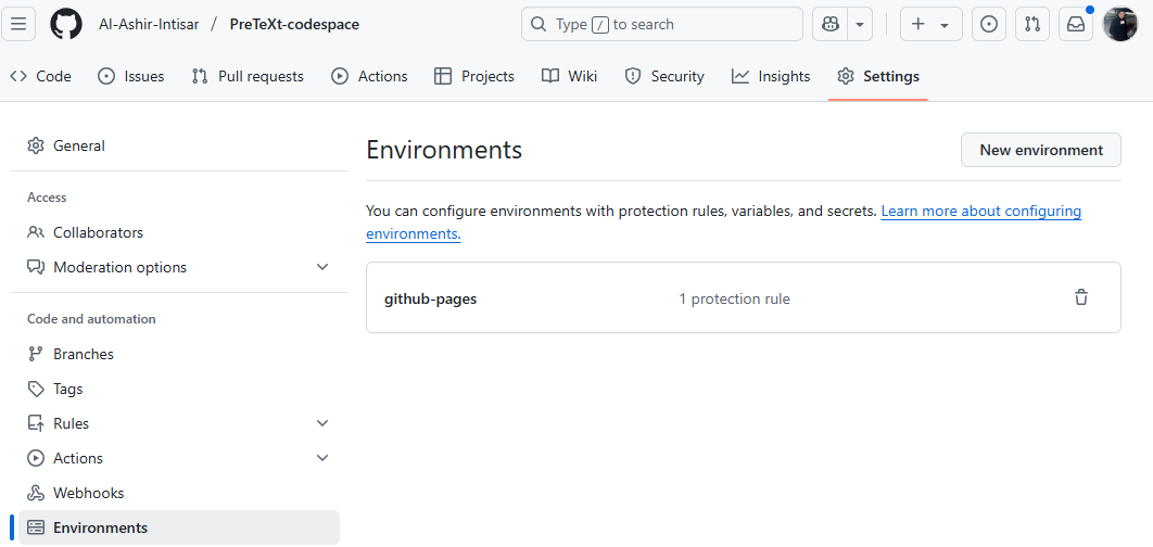 GitHub Pages Environment Setup