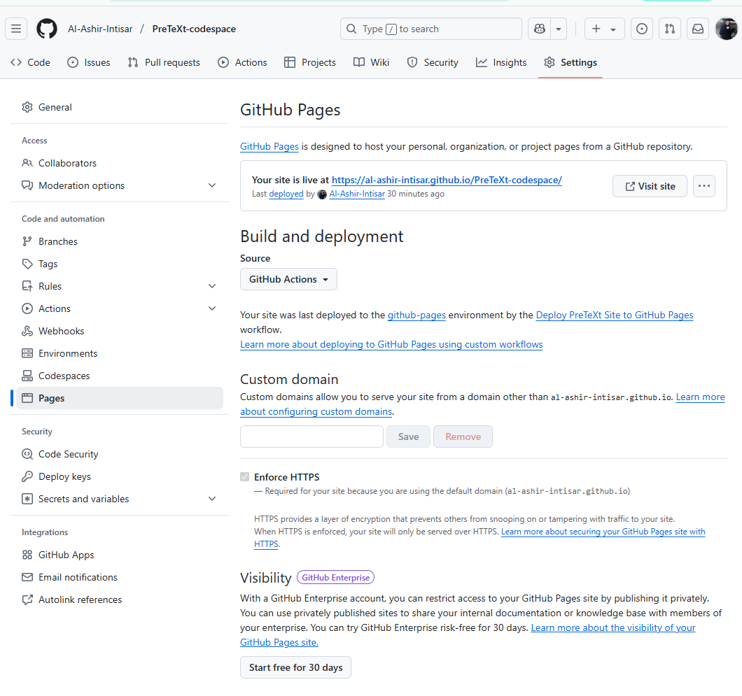 GitHub Pages Source